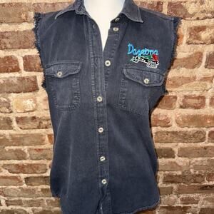 Vintage 2000 Bike Week Daytona Women’s Frayed Cut Off Sleeveless Black Sz M